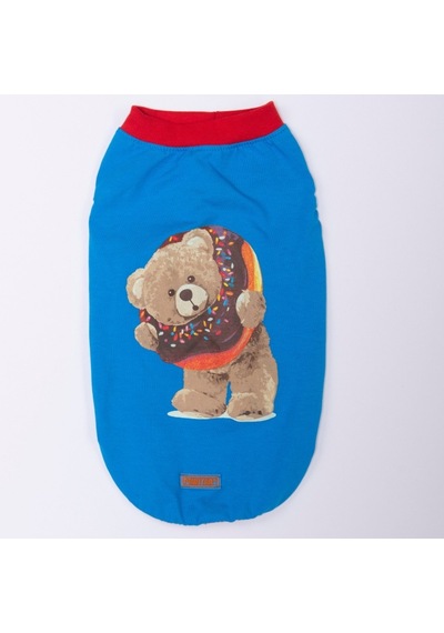 Mavi Donut Teddy Tişört Kedi Köpek Tişörtü-kedi Köpek Kıyafeti