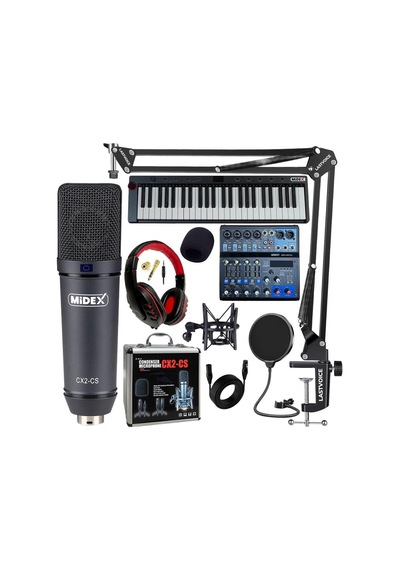 Stüdyo Ekipmanları Midi Live Paket-5 Ses Kartlı Mikser Midi Klavye Cx2 Mikrofon Kulaklık