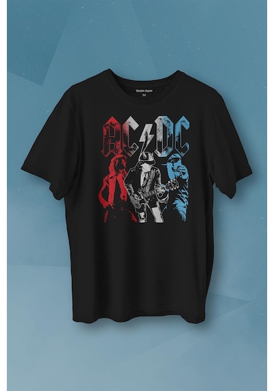 Ac Dc Kırmızı Bordo Gri Mavi Angus Ve Malcolm Young Rock'n Roll Baskılı Tişört Unisex T-shirt 001