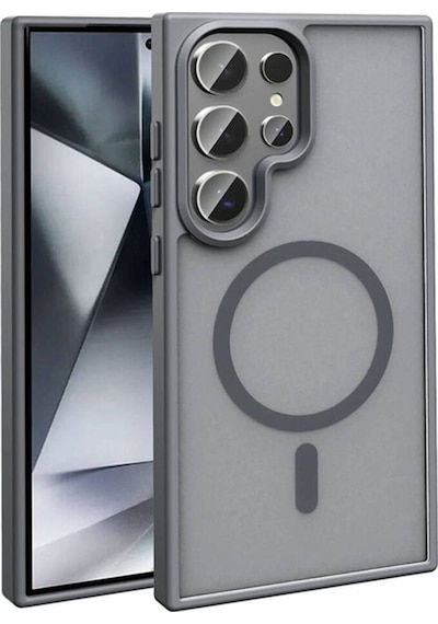 Galaxy S24 Ultra Kılıf M-safe Şarj Özellikli Mat Arka Yüzey Zore Sio Kapak Gri