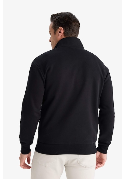 Defacto Regular Fit Dik Yaka Yarım Fermuarlı İçi Yumuşak Tüylü Basic Düz Sweatshirt X7405az25aubk81 Siyah