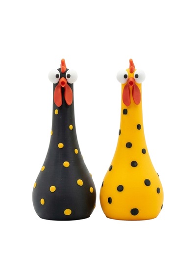 Fibrika Store Funnychicks: Modern Benekli Dekoratif Tavuk Figür Seti Çok Renkli