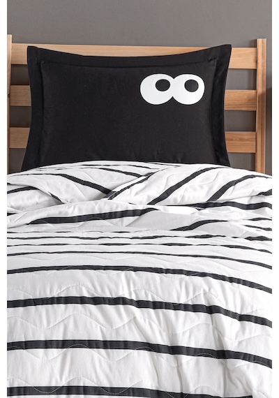 Eponj Home Kapitone Yatak Örtüsü Seti Tek Kişilik Funny Siyah Siyah