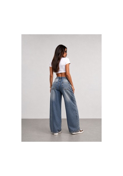 Bluemarlin Tint İşlemli Ön Yan Parçalı Diz İşlemli Baggy Jeans Çok Renkli