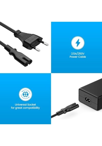 1m Güç Kablosu, Euro Güç Kablosu Fiş Şekil 8 Güç Kablosu Lg Tv, Ps4, Ps5, Xbox, Pc Monitör, Dvd, Yazıcı İçin