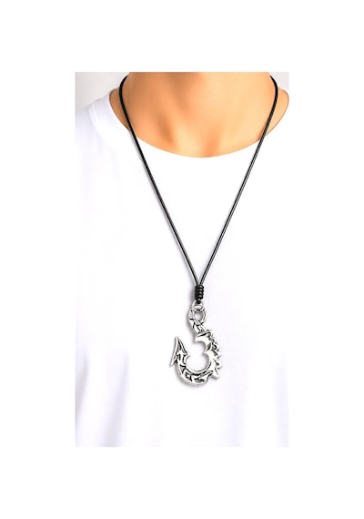 Kore İp Askılı Ve Krom Çelik Kaplamalı Unisex Tribal Kolye Kkrm-05 Gümüş5