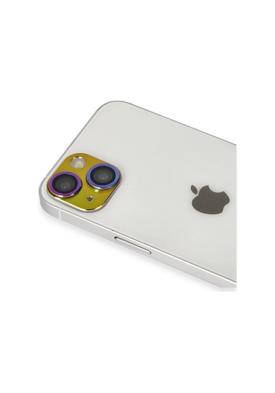 Newface Apple Uyumlu iPhone 13 Pers Alüminyum Kamera Lens Glblseme - 61 - Rainbow -