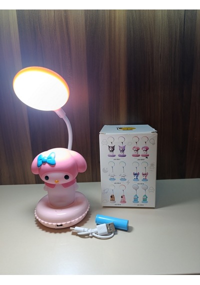 Pembe Melodi Figürlü Katlanabilir Ve Şarjlı Pilli Led Masa Lambası Pembe