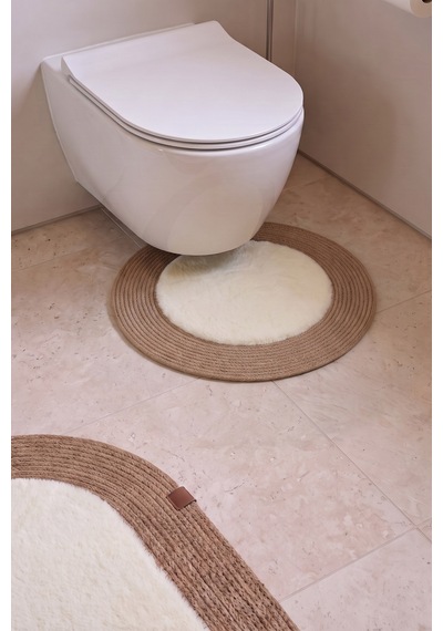 Banyo Paspası Takımı 60x100+60x60 Cm Düz Bej & Camel