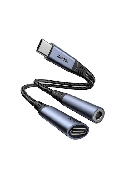 Joyroom Audio Adaptör 2in1 Type-c To 3.5mm+type-c -siyah