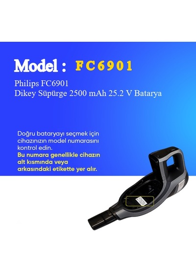 Philips Fc6901 Dikey Süpürge 2500 Mah 25,2v Batarya