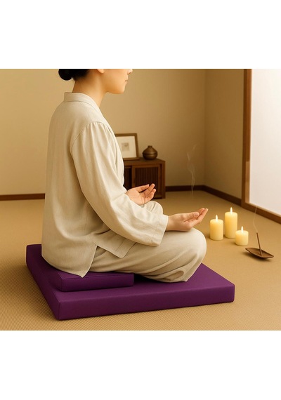 60x60 Meditasyon Minderi Seti İkili Yoga Meditasyon Minderi Lotus Çiçeği Baskılı Meditasyon Minderi Mor