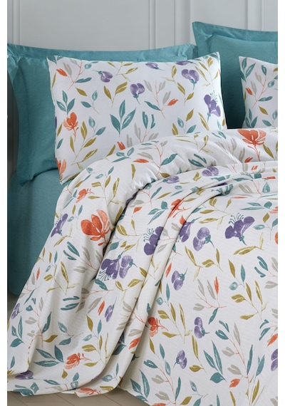 Doğal Pike Baskılı Tek Kişilik Floral Lila Lila