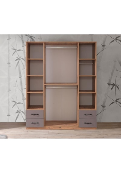 Aynalı 4 Kapılı 4 Çekmeceli Gardırop Elbise Dolabı 170x55x210cm
