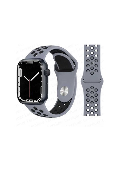 Apple Uyumlu  Watch  9-8-7-6-5-4-3-se / 38-40-41 Mm Delikli Nike Silikon Spor Kordon
