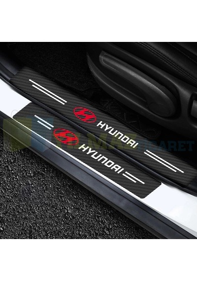 Hyundai Logo Karbon Kapı Eşiği Oto Sticker Etiket 4 Parça