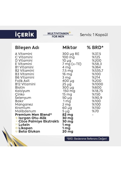 Multivitamin For Men 30 Bitkisel Kapsül