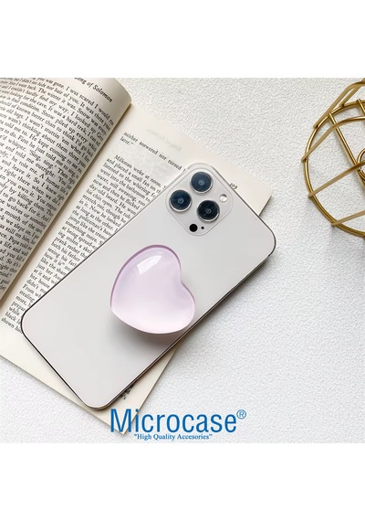 Microcase Kalp Tasarımlı 3m Yapıştırmalı El Parmak Tutucu Cep Telefonu Tutacağı Popsocket - Al5244 Mor