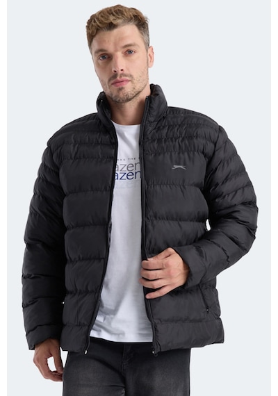 Slazenger Horızon I Erkek Dik Yaka Fermuarlı Siyah Mont & Kaban Siyah