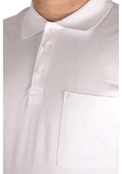 Mode Xl Büyük Beden T-Shirt Polo Cepli Lycra Pike Md 20554 Beyaz 001