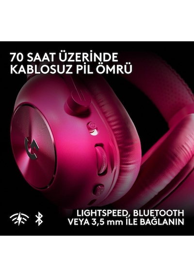 Logitech G Pro X3 Lightspeed Kablosuz Bluetooth Oyuncu Kulaklığı - Pembe