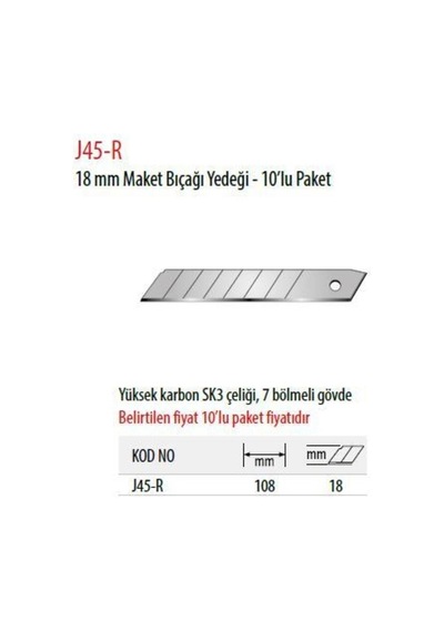 18 Mm Maket Bıçağı Yedeği - 10 Lu Paket