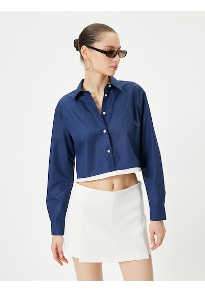 Koton Crop Poplin Gömlek Etek Ucu Renk Kontrastlı Uzun Kollu Pamuklu Lacivert 4sal60161ıw Lacivert Koton Crop Poplin Gömlek Etek Ucu Renk Kontrastlı Uzun Kollu Pamuklu Lacivert 4sal60161ıw Lacivert