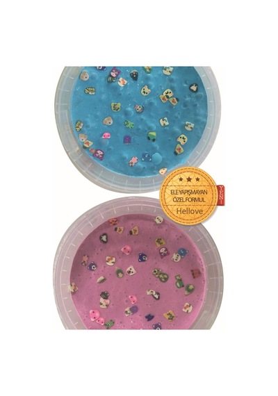 Hellove Slime Ele Yapışmayan Hayvan Figürlü Pembe Mavi Renk 2 Kutu