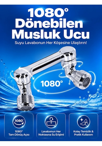 Döndürülebilir Musluk Mutfak Banyo Musluk Ucu Başlığı 4 Filtreli Renkli