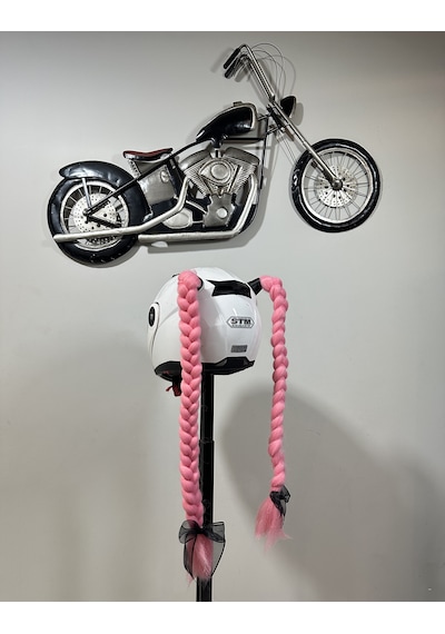 Motor & Motosiklet Pembe Çift Örgü Saç Kask Dış Aksesuar Diğer
