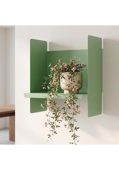 Yeşil Metal Duvar Rafı - Masa Üstü Kitaplık Ve Çok Amaçlı Ofis Düzenleyici 21x30 Cm Diğer