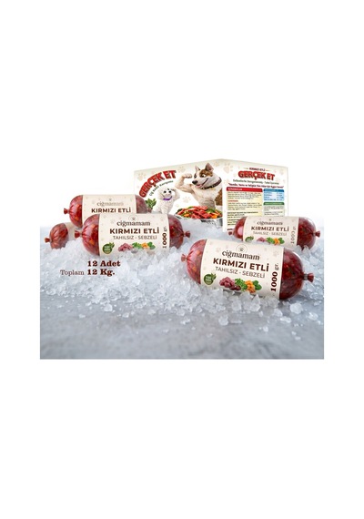 Kırmızı Etli Tahılsız Sebzeli Barf Köpek Maması 12 Kg - 1000 G X 12