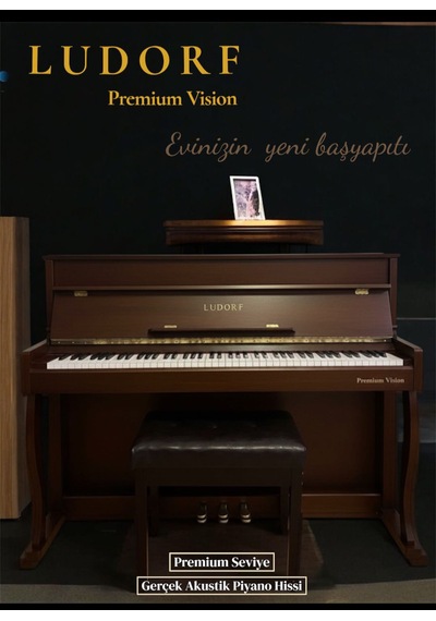 Piyano Ludorf Premium Vision Yüksek Konsol 88 Tuşlu Çekiç Aksiyon Dijital Konsol Piyano Gül Ağacı