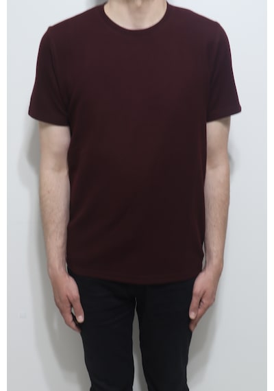 Santa Dmctekstil Erkek Tshirt-1111-1435 Düz Spor Kesim Rahat Kalıp Bisiklet Yaka T-shirt Bordo