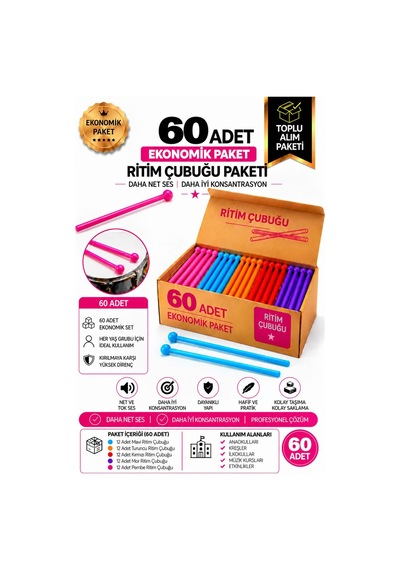 Midex Tfk-20-30x Örf Aletleri Seti Davul Tokmağı Ritim Çubuğu Paketi Karbon Fiber Toptan Paket-4 30 Çift