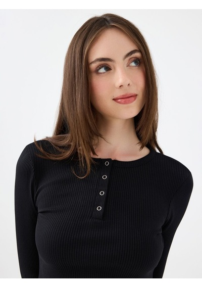 LOFT Fitted Kadın Tshirt U.kol Lf2040790 Q1.v1 Siyah