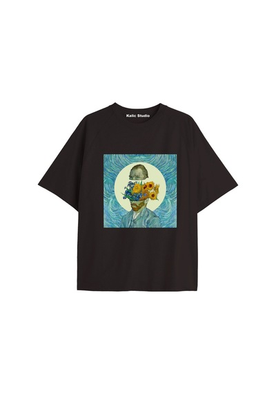 Kalic Studio Unisex Van Gogh Baskılı Oversize Tshirt Siyah-53