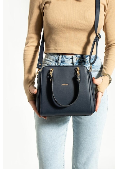Kadın Kol Çantası Çapraz Askılı Omuz Çantası 30 30 Cm Suni Deri Mega Bag El Çantası Business Lacivert