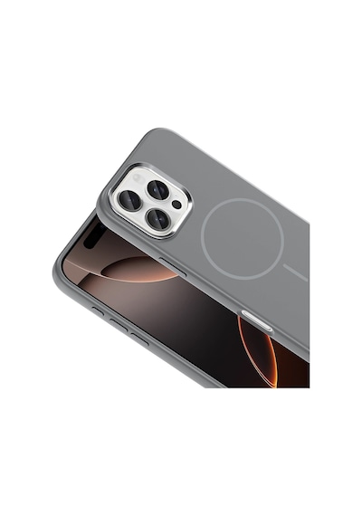 Apple Uyumlu iPhone 16 Pro Kılıf M-safe Şarj Özellikli Metal Kamera Çerçeveli Edi Silikon Kılıf Titanyum-gri