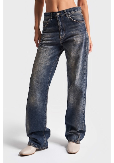 Itsbasic Kadın Koyu Tint Rengi Lora Loose Fit %100 Koton Ortabel Denim Jean Koyutint