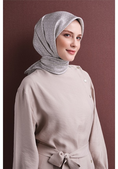 Armine Sura İpek Eşarp 2026-2027 - Sonbahar Kış-asm9622 Gümüş