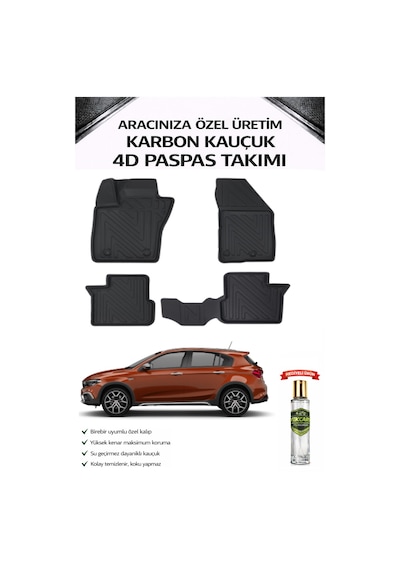 Fiat Egea Cross 2023 Model Aracınıza Özel Karbon Kauçuk Paspas Takımı