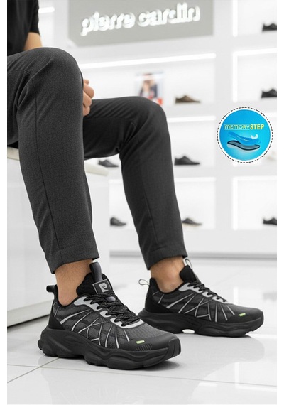 Pierre Cardin Siyah Hafızalı Taban Hafif Esnek Bağcıklı Erkek Spor Ayakkabı Pcı-11599 M Siyah