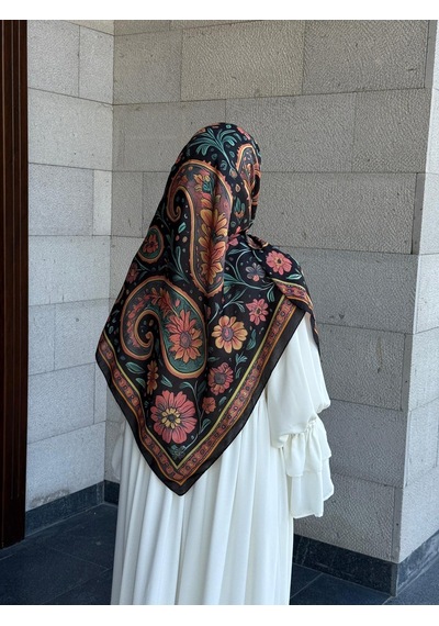 Qalortex Scarf Pamuklu Vintage Desen Eşarp-karma