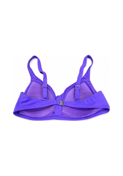 Büyük Beden Luplu Toparlayıcı Sabit Pedli Ayarlanabilir Askılı Kadın Bikini Üstü Lila
