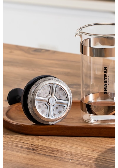 Porsima Smartpan Bv008 French Press Paslanmaz Çelik Süzgeçli Cam Bitki Çayı Demliği Kahve Presi - 350 Ml Siyah