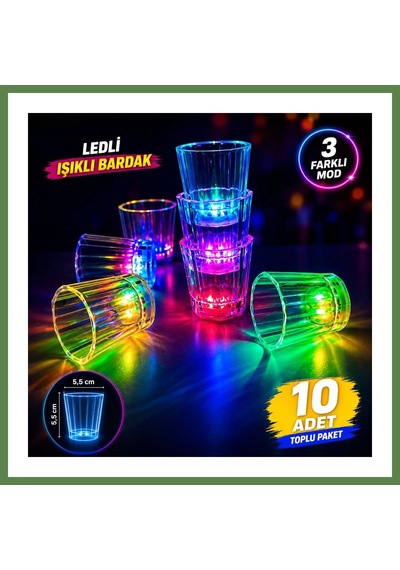 Bezos 10& 39 Lu Led Işıklı Parti Bardağı Seti Hb006 Diğer