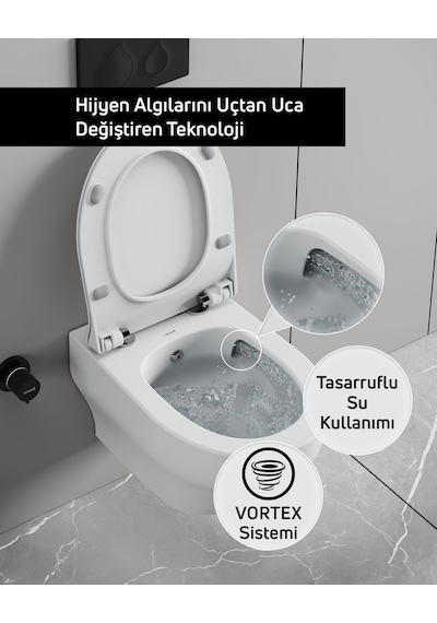 Creavit Ness Vortex Asma Klozet Ve Kapak Seti Beyaz
