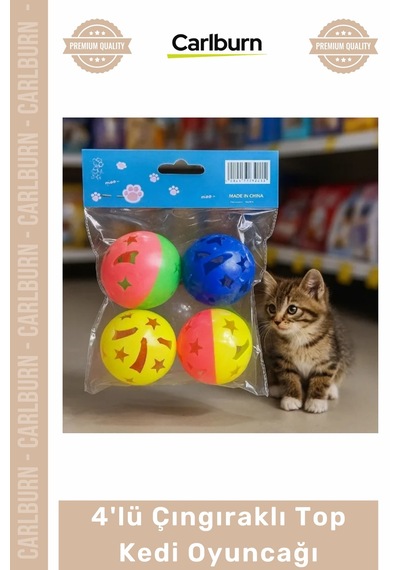 Özel Üretim Kedi Oyun Eğlence Canlı Renk Dayanıklı Aktif 4'lü Çıngıraklı Top Kedi Oyuncağı