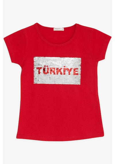 Breeze Kiz Çocuk Tişört Türk Bayraklı 4-14 Yaş, Kırmızı Kırmızı